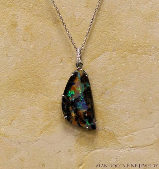 Boulder Opal Pendant with Diamond Bail