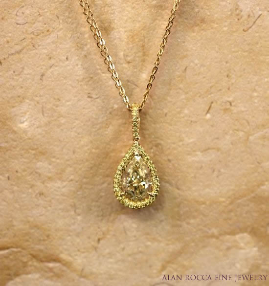Fancy Intense Yellow Pear Shaped Diamond Necklace